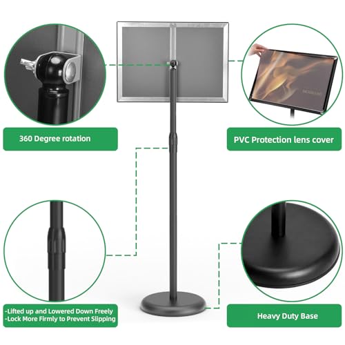 GUOHONG 2Pack Sign Stand 8.5x11 Inch, Adjustable Floor Standing Sign Holder