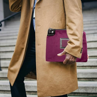 Locking Canvas Cash Bag, Burgundy, 9 x 12 Inch - color: Burgundy