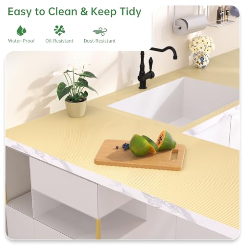 Shelf and Drawer Liner for Kitchen Cabinet Non-Adhesive 12IN x 30FT - color: Beige, size: 12"W x 360"L