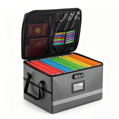 EXLIFBAG Fireproof File Organizer with Lock, 1 Layer - color: Dark gray, size: 1 Layer