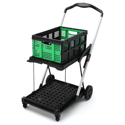 2-Tier Collapsible Aluminum Utility Cart, 198 Lb Capacity, 360° Wheels - color: Green