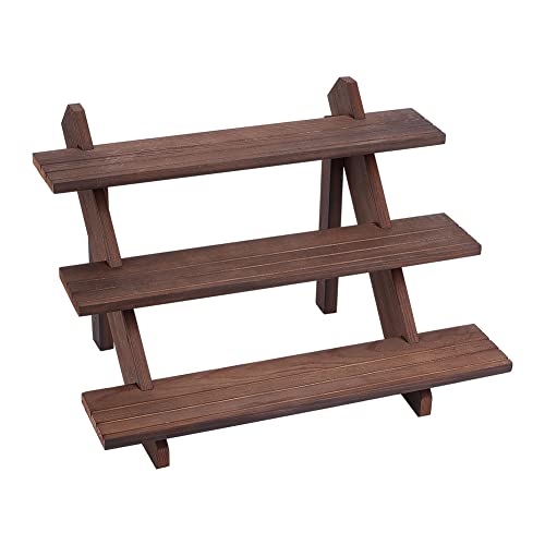 NBEADS 3-Tier Retail Earring Display Riser, Coffee Colour Earring Ring Holder Detachable Wood Retail Jewelry Card Display Stand with Groove for Crafts Jewelry Storage Display, 15.3x12.28x10.12 - color: 3-Tier Coffee Color