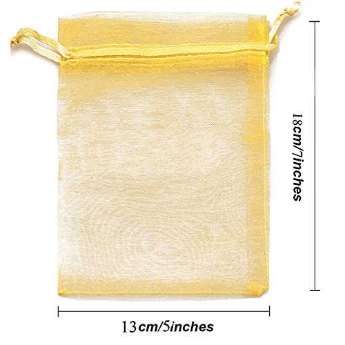 5x7 Inch Sheer Organza Mesh Drawstring Gift Bags Gold Pack of 50 - color: Gold 5x7 Inches Pack of 50
