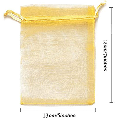 5x7 Inch Sheer Organza Mesh Drawstring Gift Bags Gold Pack of 50 - color: Gold 5x7 Inches Pack of 50