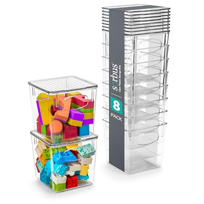 Sorbus Clear Toy Storage Bins with Lids, Stackable (Small, 8 Pack) - size: Small, style: 8 Pack