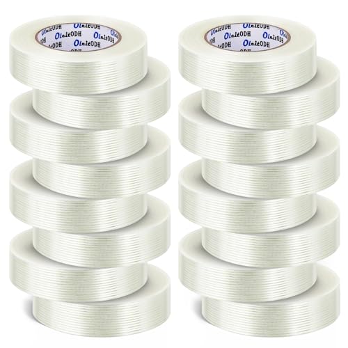 Oleitodh 16 Rolls Strapping Tape 1 Inch x 60 Yards 5.5 Mil Fiberglass Tape - size: 1in x 60Yds