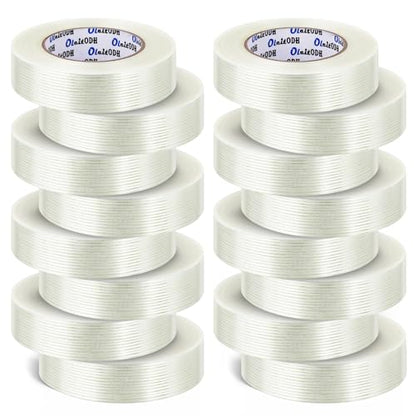 Oleitodh 16 Rolls Strapping Tape 1 Inch x 60 Yards 5.5 Mil Fiberglass Tape - size: 1in x 60Yds