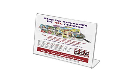 Marketing Holders 6 Pack Acrylic Sign Holder for 5" x 3" Printed Materials Clear Slant Back Plastic Countertop Side Load Graphic Image Display for Retail Stores Hotels Offices and Restaurants - size: 5"W x 3"H