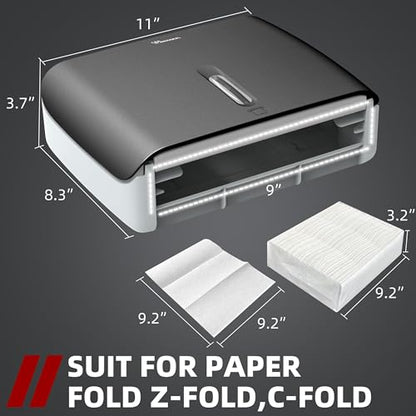 Bathroom Paper Towel Dispenser Pack of 2 Durable ABS Plastic Easy Installation No Drilling Waterproof Dustproof for Home Washroom Kitchen Bedroom - color: Black