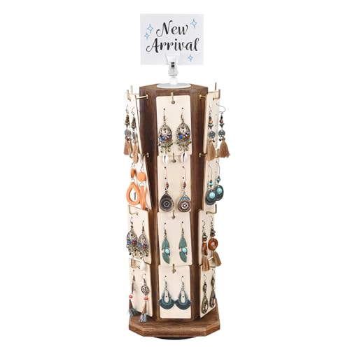 Ikee Design 6-Sided Rotating Jewelry Display Tower, 24 Hooks