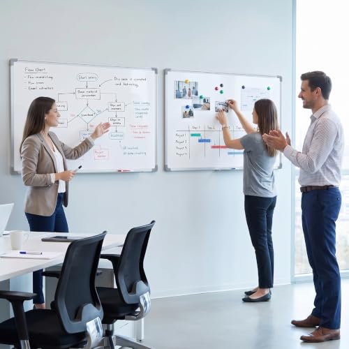 Tinlade 4 Pack Magnetic Dry Erase White Board,36 x 24 in Wall Mounted