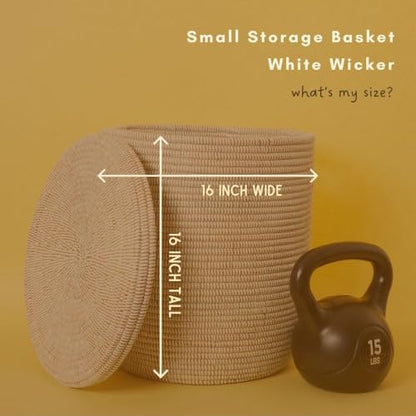 White Bin with Lid, Small Size, 16 Inch Tall, 16 Inch Wide - size: 16" Wide Small