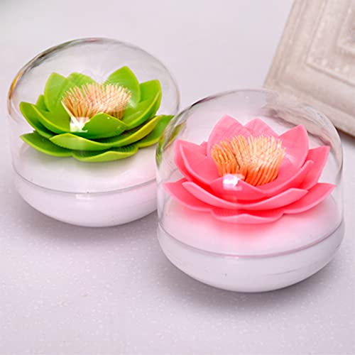 Bloss 2 Pack Cotton Swab Holder Qtip Dispener, Toothpick Box(Green + Pink) - color: Green+Pink