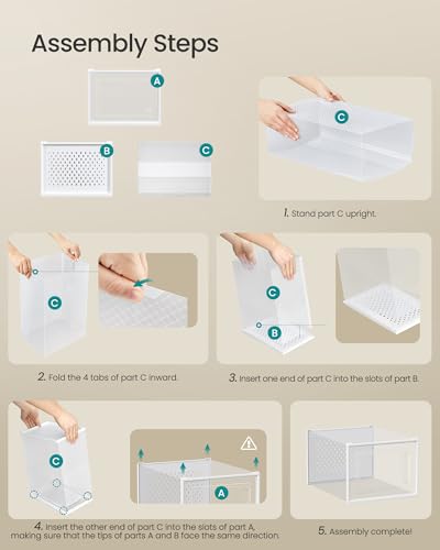 SONGMICS Shoe Boxes, Clear Plastic Sneaker Box, Pack of 12 - color: Transparent + White, size: XXL-12pcs