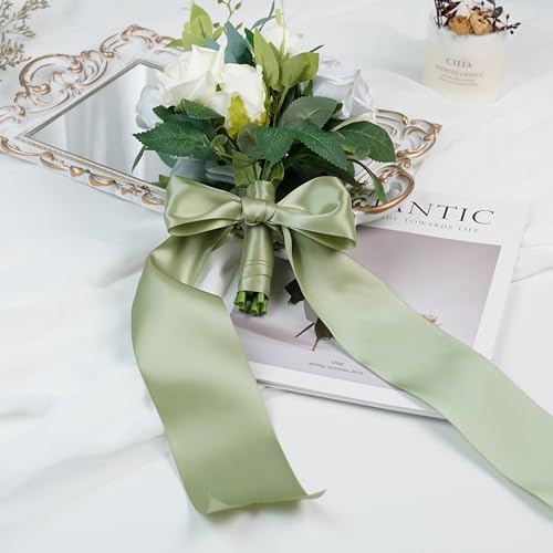 Sage Green Double-Faced Satin Ribbon, 3 Inch x 10 Yards - color: Sage 01