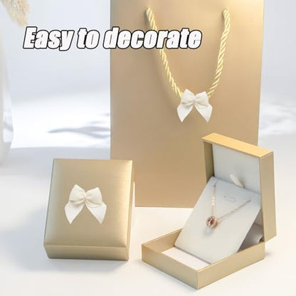 1.5 Inch White Satin Bows (50 Pcs) – Pre-Tied Mini Bows for Gifts, Wedding Party Favors, DIY Crafts & Wrapping Decorations - size: White