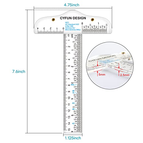 BAOFALI 6 Inches/15cm Acrylic Clear T-Square Ruler, Dual Side Measuring, Transparent, for Crafting, Drafting & General Layout Work - color: T-Square Ruler