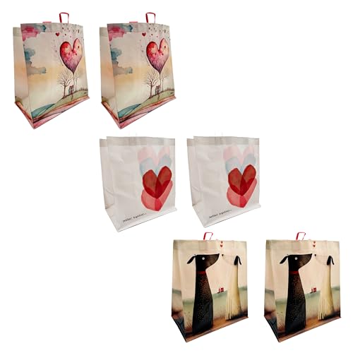 Earthwise Reusable Grocery Bags – Valentine’s Day Gift Totes, Foldable & Water‑Resistant Shopping Bags, Durable Multi‑Use Eco Bags (6 Pack)