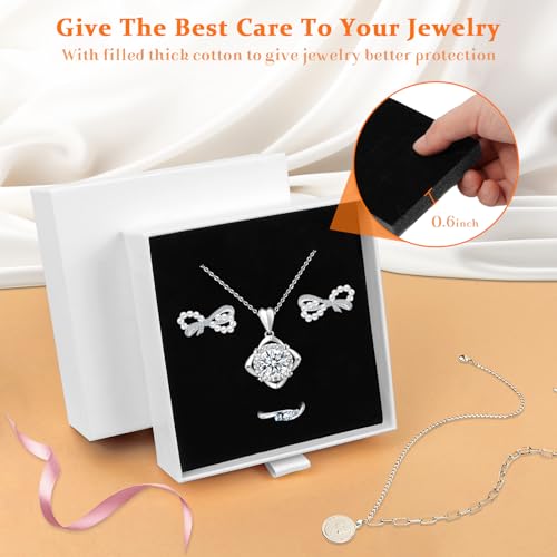 Jewelry Box, 5Pcs Jewelry Boxes for Women 3.5×3.5x1.18 Inch Jewelry Gift Box, Small Jewelry Boxes Necklace Ring Earring Jewelry Box (White) - color: white3