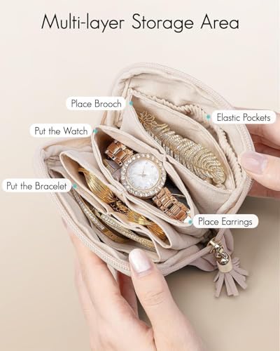 Small Travel Jewelry Organizer,Jewelry Pouch Bags,Velvet Jewelry Storage Bag for Bracelet Rings Earring,Portable Jewelry Travel Case for Traveler (Black)