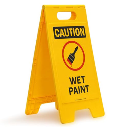SmartSign "Caution - Wet Paint" Folding Floor Sign | 25" x 12" Plastic - color: 25" x 12" FloorBoss Kit