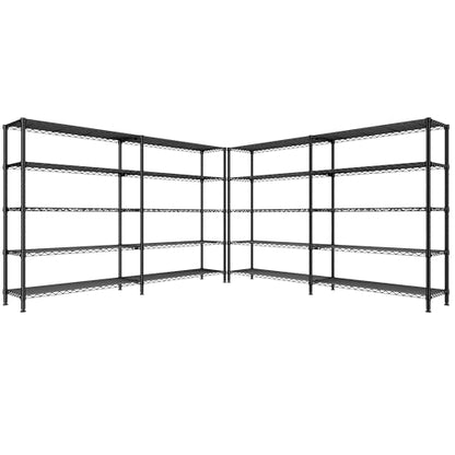 REIBII 70" W Storage Shelves Heavy Duty Load 1600LBS, Metal Shelving 5-Tier Wire Shelving Unit Metal Shelves for Storage Adjustable Shelving Rack for Pantry Kitchen 70" W*15.8" D*72.4" H, 2 Pack - style: 2 set-Black-70" W*15.8" D*72.4" H