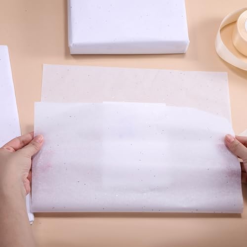 SUNCOLOR 36 Sheets Glitter White Tissue Paper, 20 x 20 Inch Sparkly Wrapping Paper for Gifts, Crafts, Weddings, Baby Showers, Packaging - color: White