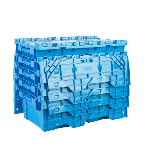 HE HUDSON EXCHANGE 19.6x11.6x7.3” (5 Pack, 3.7 Gallon) Tote with Attached Lid, Blue - color: Blue
