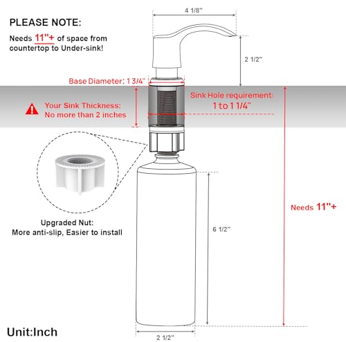 GAGALIFE Kitchen Sink Soap Dispenser with 17 Ounce Large Bottle, G080ORB - color: Oil-rubbed Bronze, size: with Bottle