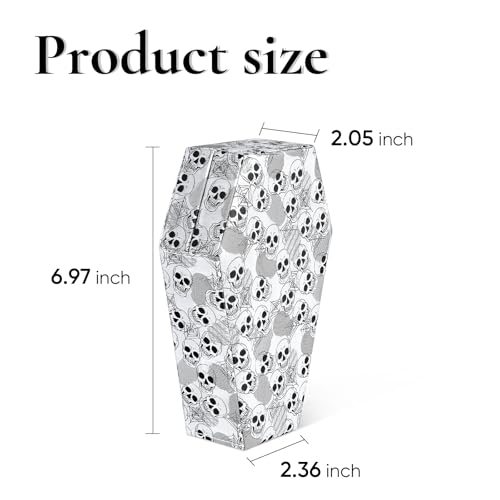 Mens Velvet Ring Box Organizer Coffin-Shape Unisex Storage Case for Rings - color: Skull Patterned