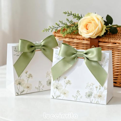 4.5" Sage Green Satin Ribbon Bows (30 Packs) - color: Sage Green, size: 4.5 Inch - 30pcs