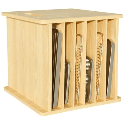 7 Tier Wooden Cookie Sheet Organizer for Cabinet Pot, Pans, Baking Tray Organizer for Kitchen Documents Storage(16.6" W x 16.5" H x 15.2" D) - size: 16.6" W x 16.5" H x 15.2" D