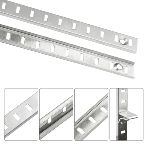 20 Sets 17 Inch Pilaster Shelf Brackets, Adjustable Mortise Mount Shelf Rails with 3 Pilaster Clips and Screws for Wall Shelving System