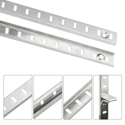 20 Sets 17 Inch Pilaster Shelf Brackets, Adjustable Mortise Mount Shelf Rails with 3 Pilaster Clips and Screws for Wall Shelving System