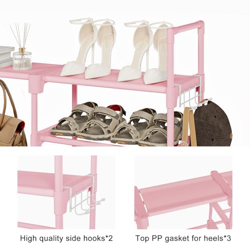 WOWLIVE 9 Tier 3-Column Shoe Rack, 50-55 Pairs Stackable Pink - color: Pink, size: 3 Row 9 Tier