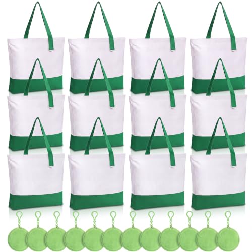 Sanwuta Canvas Tote Bags with Zipper Plush Purse Craft - color: Green