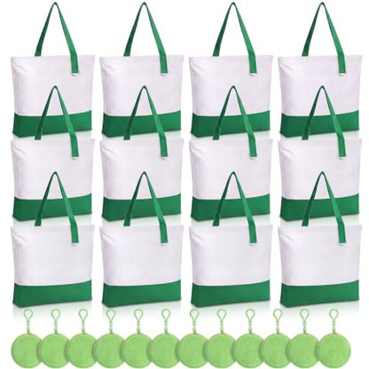 Sanwuta Canvas Tote Bags with Zipper Plush Purse Craft - color: Green