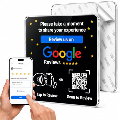 NFC Tap Google Review Acrylic Plate, Black, Compact 3.9", 1-PLATE - color: Black, size: 3.94" - 1 PLATE