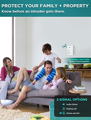 1byone Driveway Alarm, 36 Melodies, 1 Plug-in Receiver 2 PIR Detectors - size: one receiver two sensors