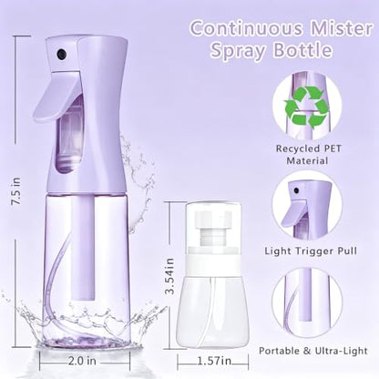 3 Pack Spray Bottles, 2-Pack Continuous Spray Bottles,Fine Water Mist Spray Bottles for Hair 6.8 OZ (200 ML) and 1oz 30ml Travel Spray Bottle Mister for Cleaning,Hairstyling,Plants,Barbers,Pets Purple - color: Purple