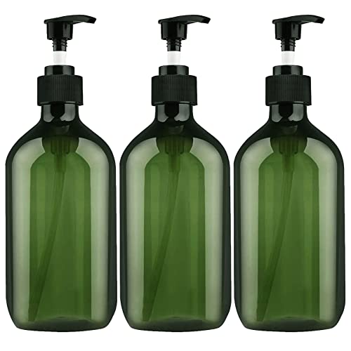 Empty Plastic Bottles with Pump Dispenser, 500ml/16.9oz (Green, 3 Pack) - color: Green, size: 3 Pack