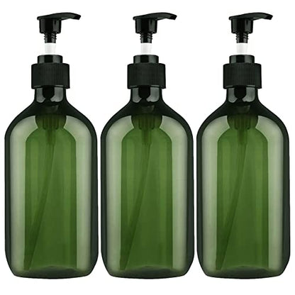 Empty Plastic Bottles with Pump Dispenser, 500ml/16.9oz (Green, 3 Pack) - color: Green, size: 3 Pack