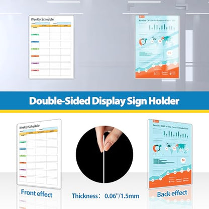 20 Pack Wall Sign Holder 8.5x11 Magnetic Plastic Sign Holder with Magnetic and Adhesive Tapes, Adhesive Clear Display Sign Frame for Fridge, Metal, Wall, Door, Document Protectors Holders - size: 8.5"x11"-20Pack
