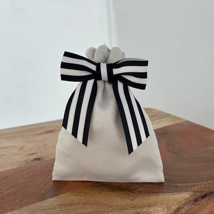Black & White Striped Pre-Tied Bows - 3" Wide, Set of 12, Halloween, Fall - color: Black/White Stripes