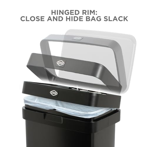 Clorox 13 Gallon Trash Can - 50L Kitchen Trash Can with Wide Step Pedal - Rectangular Black Stainless Garbage Bin with Hinged Rim and Odor Protection - color: Black Step