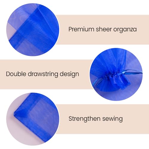 Meowoo 100PCS Organza Bags (3x4inch, Precious Blue) - color: Preciousblue-3x4in-100p, size: 3x4in