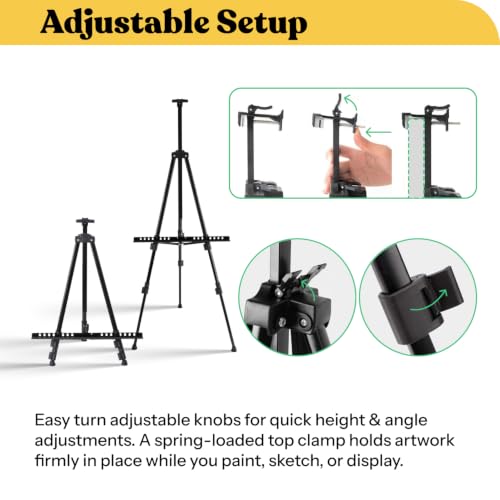 Portable Artist Easel Stand for Painting - Adjustable Height Painting Easel with Bag - Tabletop Art Easel for Painting Canvas Stand, Poster Stand & Wedding Signs Stand - Metal Tripod - 17x66 inches - style: 72"-2 pack