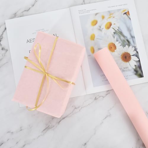 BEISHIDA Peach Pink Gift Wrapping Paper Roll, 15in X 32ft Kraft Bulletin Board Paper Gift Wrap for Christmas Mother's Day Valentine's Day Graduation, Flower Wrap - color: peachpink