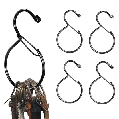 4 PCS Metal Belt Hanger, Black Iron Multipurpose Closet Hangers, Space Saving Belt Organizer for Ties, Scarfs, Baseball Hats, Purses & Accessories