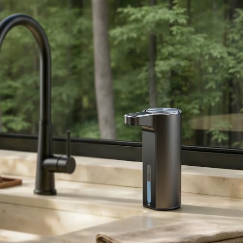 EKO Aroma Touchless Automatic Soap Dispenser for Bathroom and Kitchen, Liquid Hand Soap Dispenser, Rechargeable, 9 fl oz (Dark Grey) - color: Dark Grey, size: 9 oz